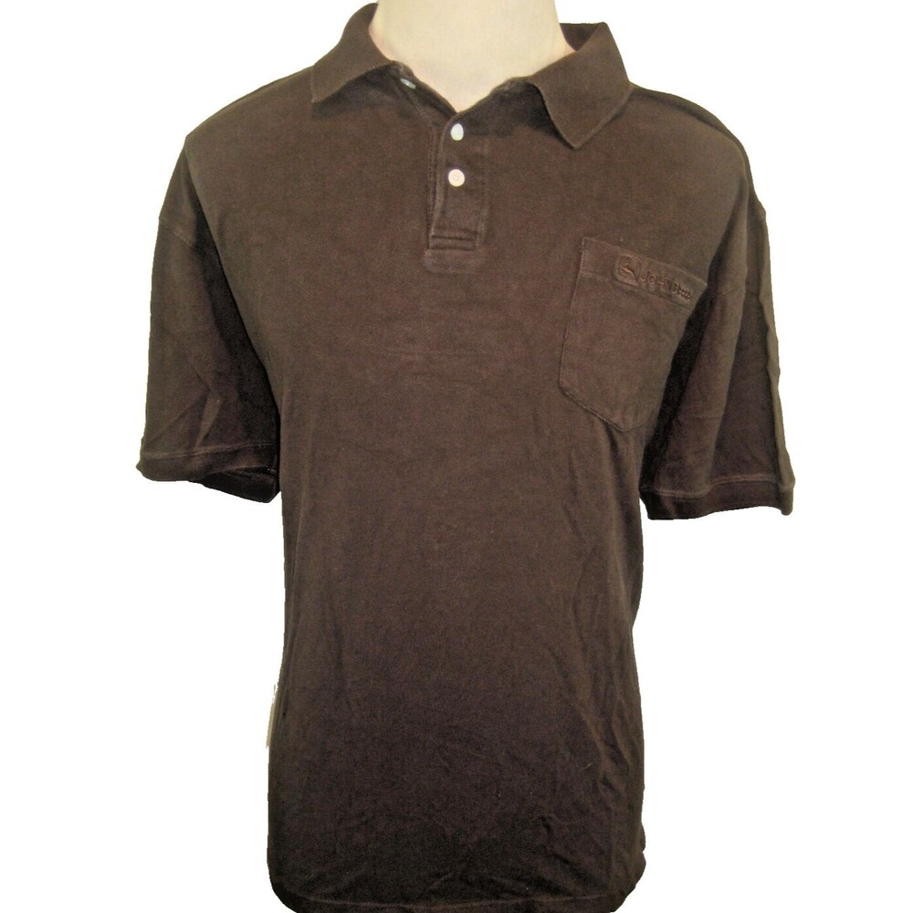 Mens John Deere Brown SS Cotton Golf Polo Casual Shirt sz XL